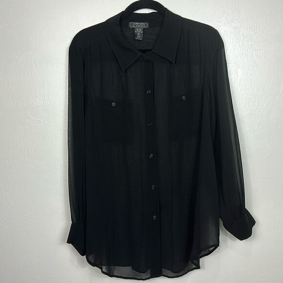 Lauren Sara Classics Vintage Silk Relaxed Fit Button Down Shirt Size M - Picture 2 of 8